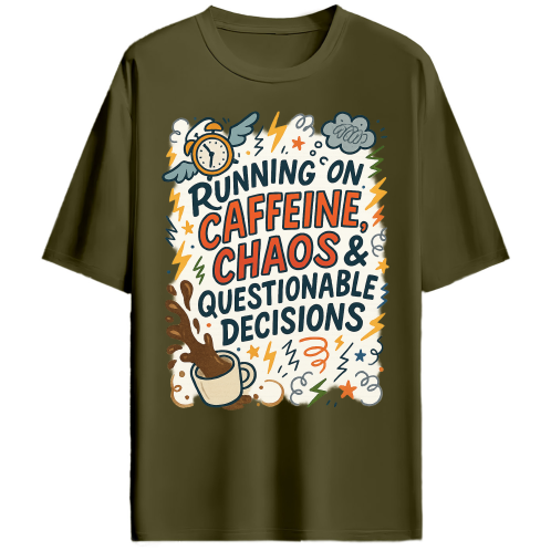 Caffeine & Chaos - Unisex Hip Hop Oversized T-Shirt