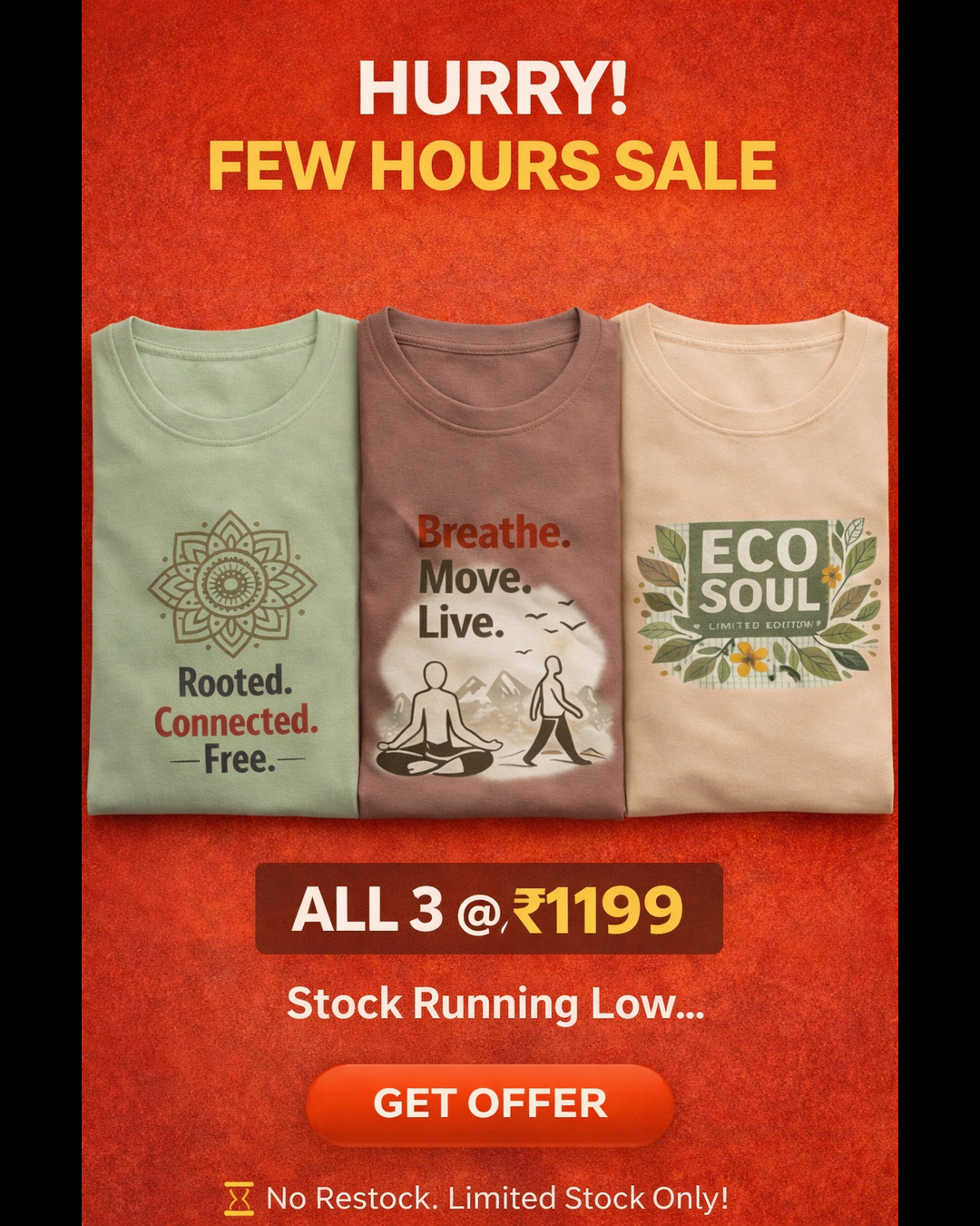 3 Premium Typo T-Shirts @ 1199 + Free Shipping